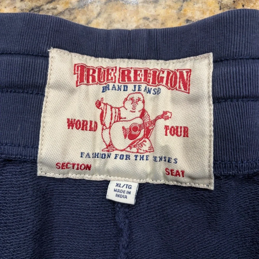 True Religion Mens Navy Blue Horseshoe Logo Jogger Sweatpants XL World Tour ws